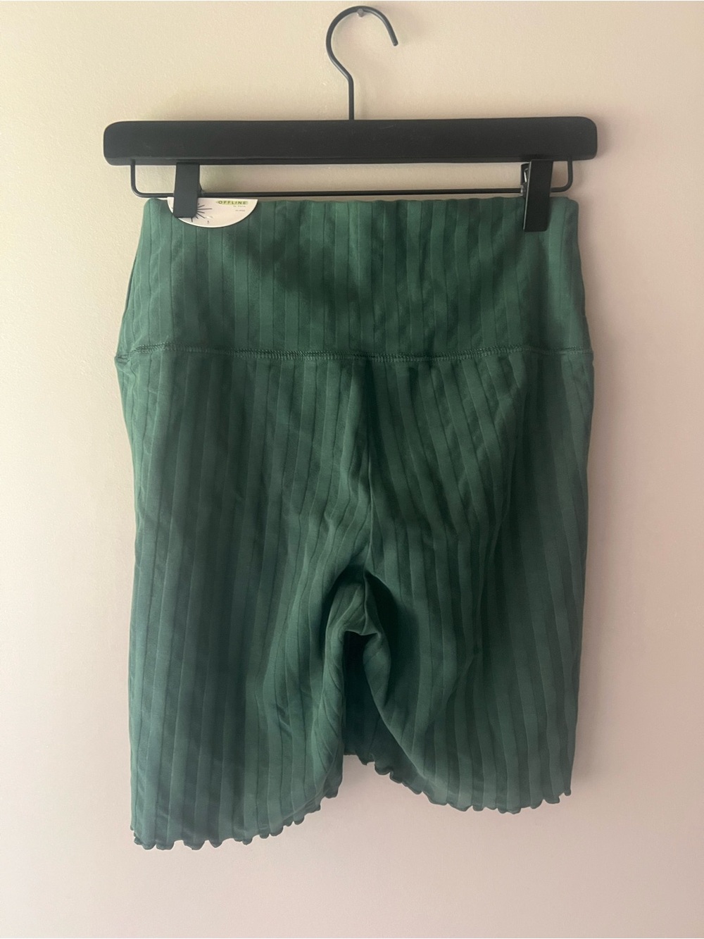 aerie Dark Green Ribbed High-Rise Bike Shorts - Picture 2 of 3